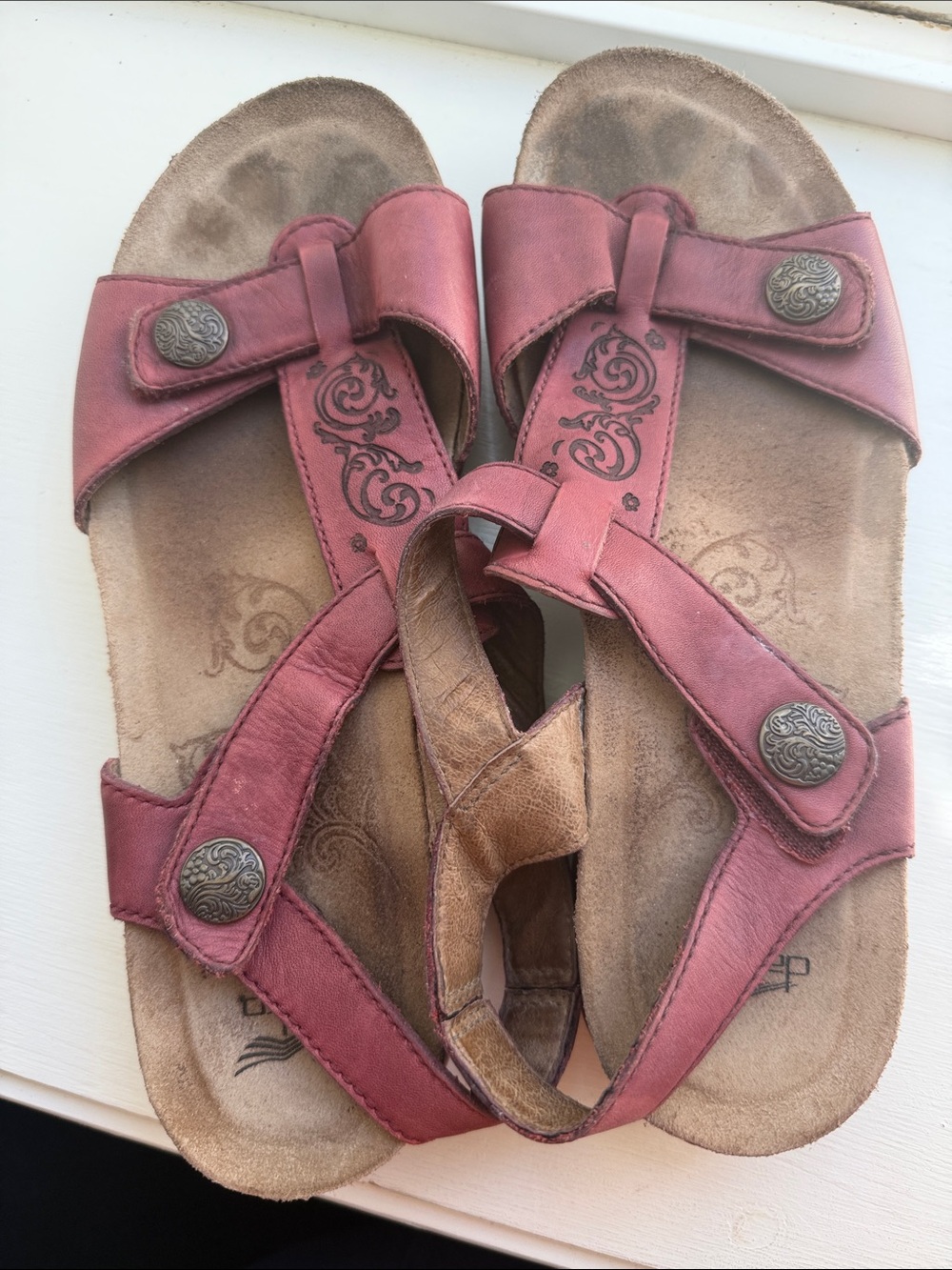 Dansko Red Leather Adjustable Strap Sandals